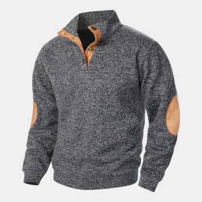 Classic Men's Cable Knit Sweater with Patch Elbows