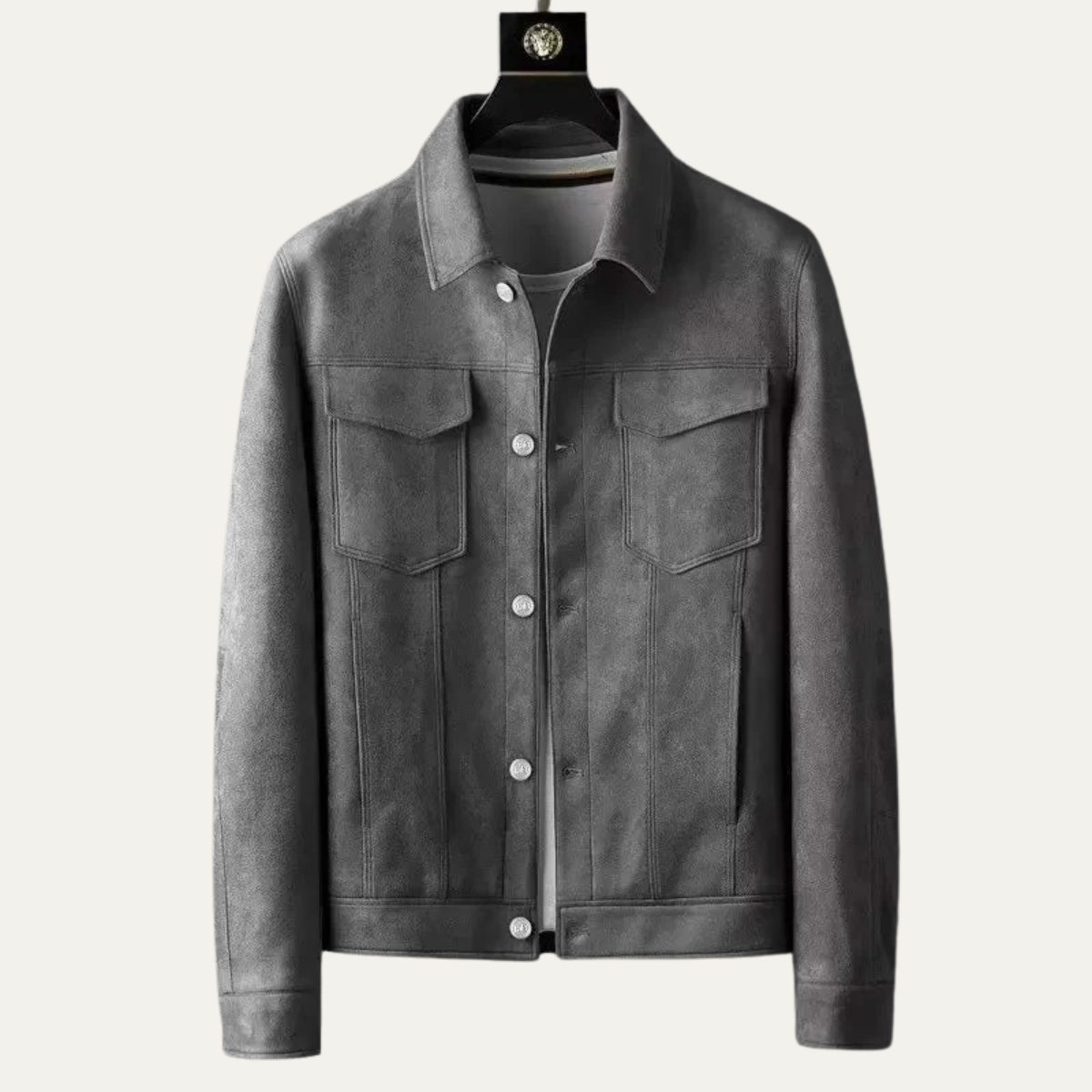 Brown Leather Men's Casual Button Jacket