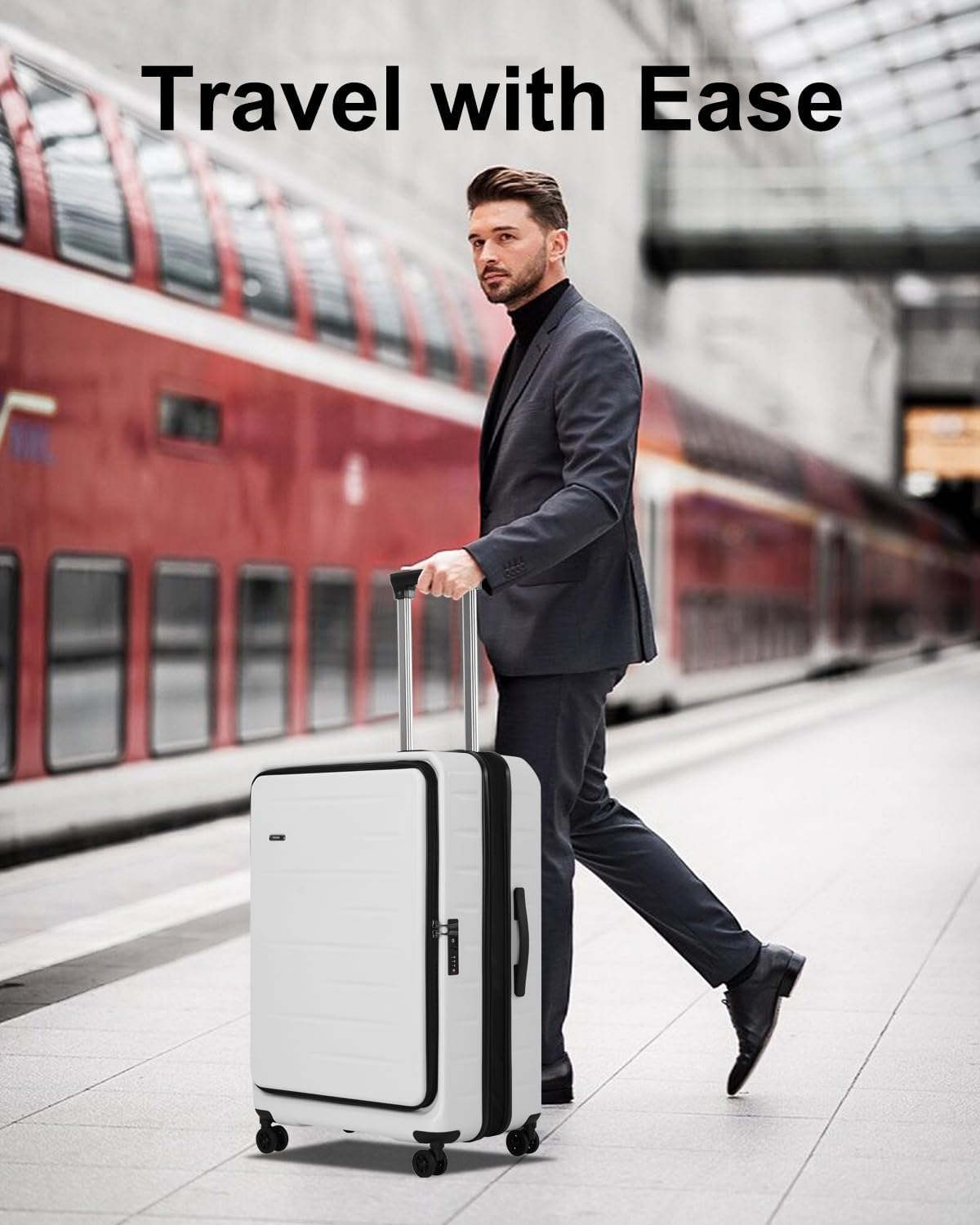 Durable Hardside Rolling Carry On with Pocket & Lock