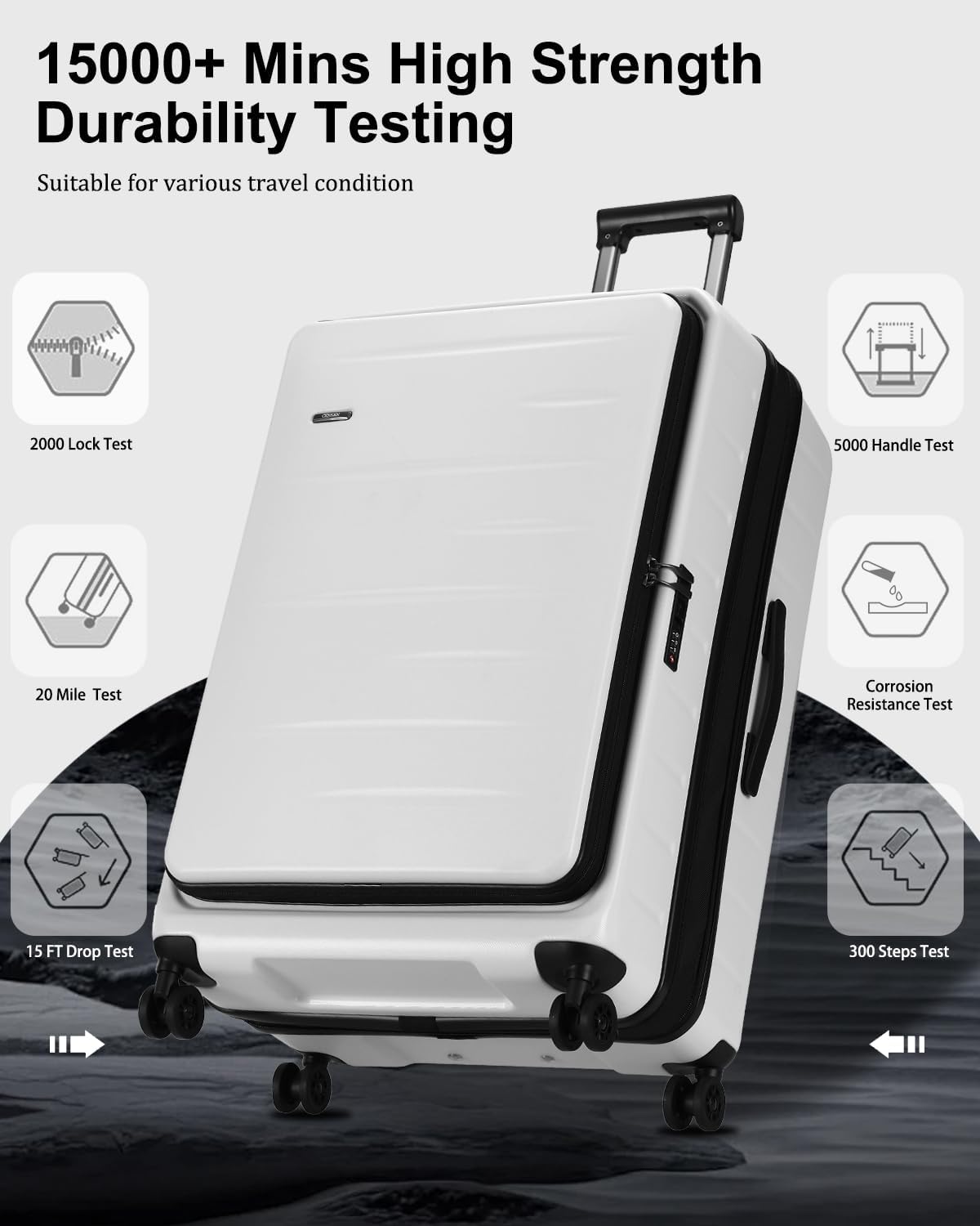 Durable Hardside Rolling Carry On with Pocket & Lock