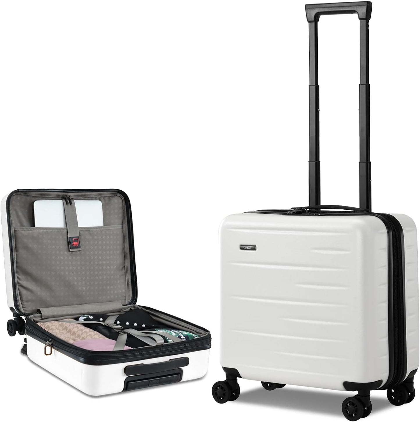 Durable Hardside Rolling Carry On with Pocket & Lock