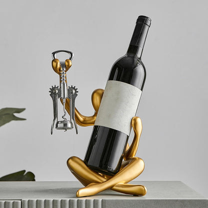 Stylish Wooden Wine Bottle Holder With Corkscrew - Nocini