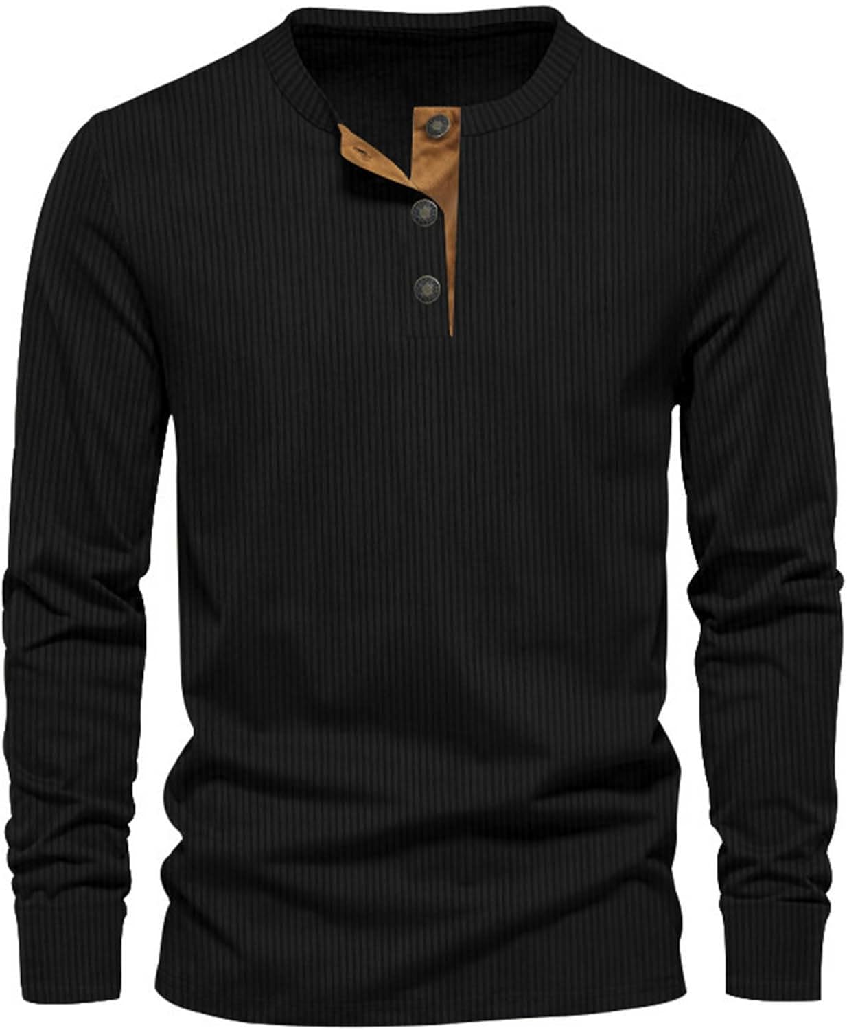Men's Comfortable Fitted Crew Neck Long Sleeve Shirt - Nocini