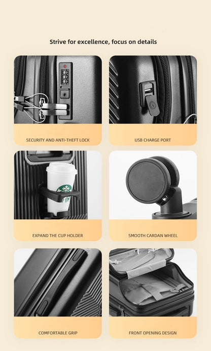 Durable Travel Carry-On with USB Charger & Lock