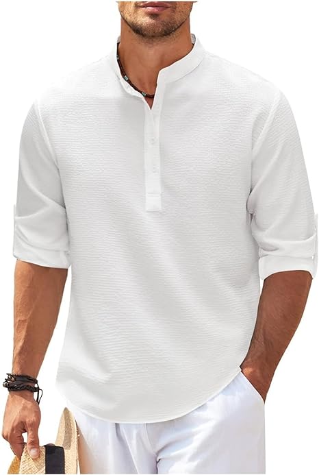 Casual Mens Shirt Loose Fit Button Down