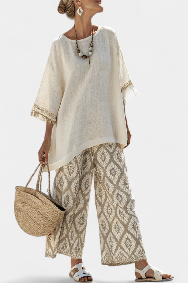 Elegant Blouse and Comfortable Pants Set - Olytrend