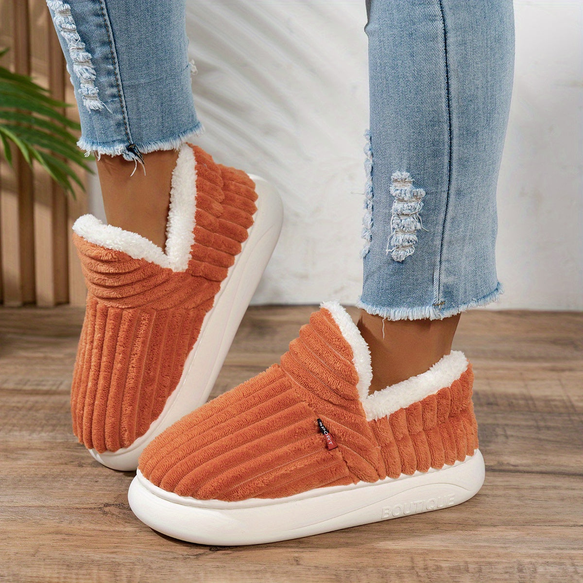 Warm Cozy Women's Slipper Shoes with Grip Soles