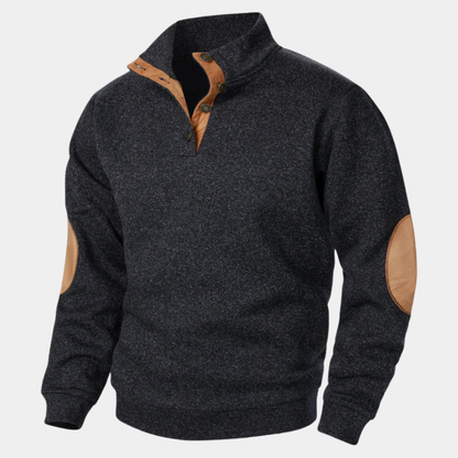 Classic Men's Cable Knit Sweater with Patch Elbows