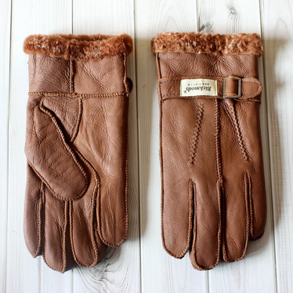 Warm Sheepskin Men's Winter Leather Gloves