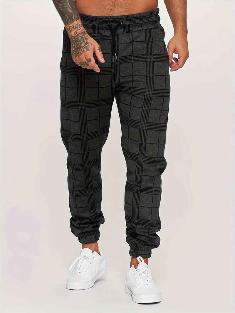 Casual Checked Slim Fit Mens Jogging Pants - Olytrend