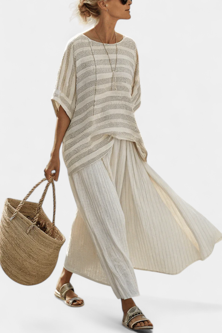 Soft Bamboo Blouse & Loose Linen Trousers - Olytrend