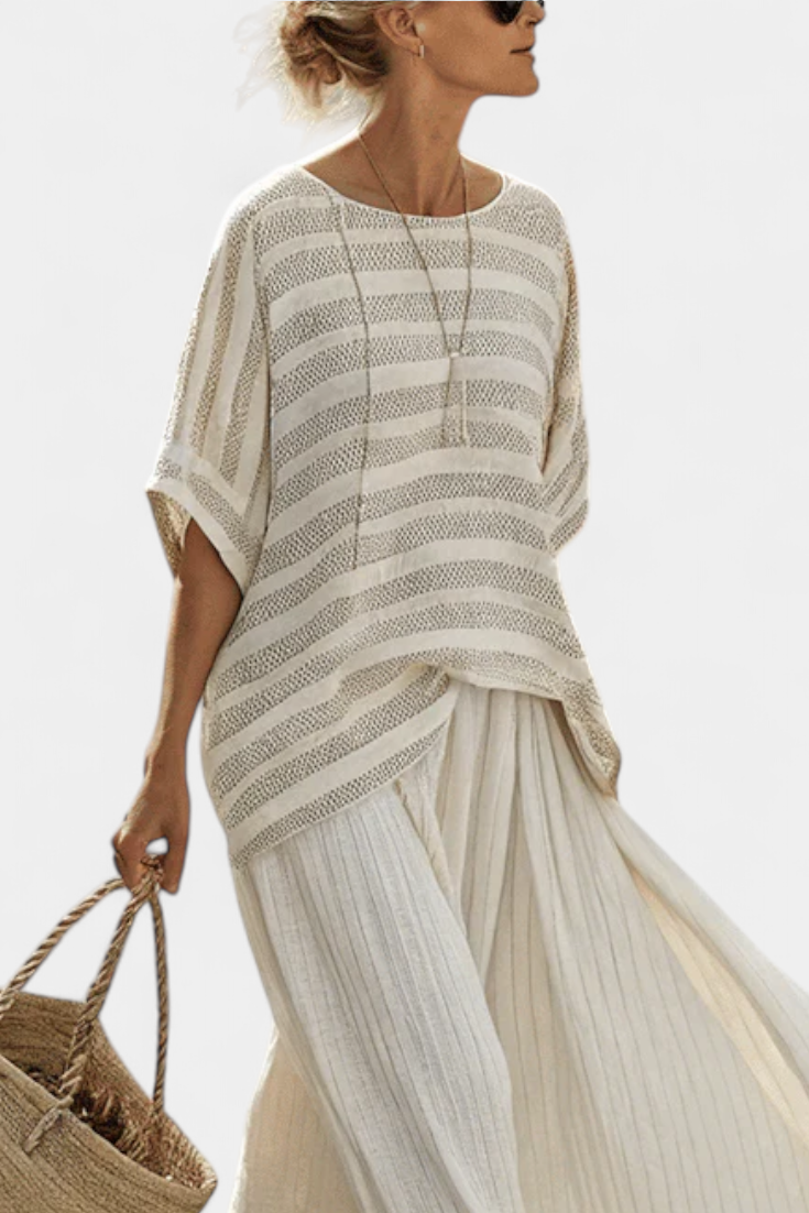 Soft Bamboo Blouse & Loose Linen Trousers