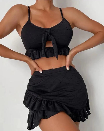 Comfortable High Waisted Bikini Set with Skirt