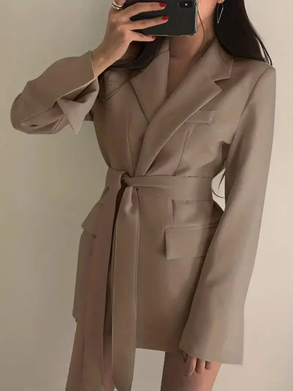 Classic Fit Women's Blazer Dress with Belted Waist - Nocini