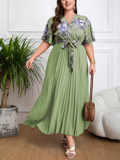 Flowy V-Neck Maxi Dress with Belted Waist