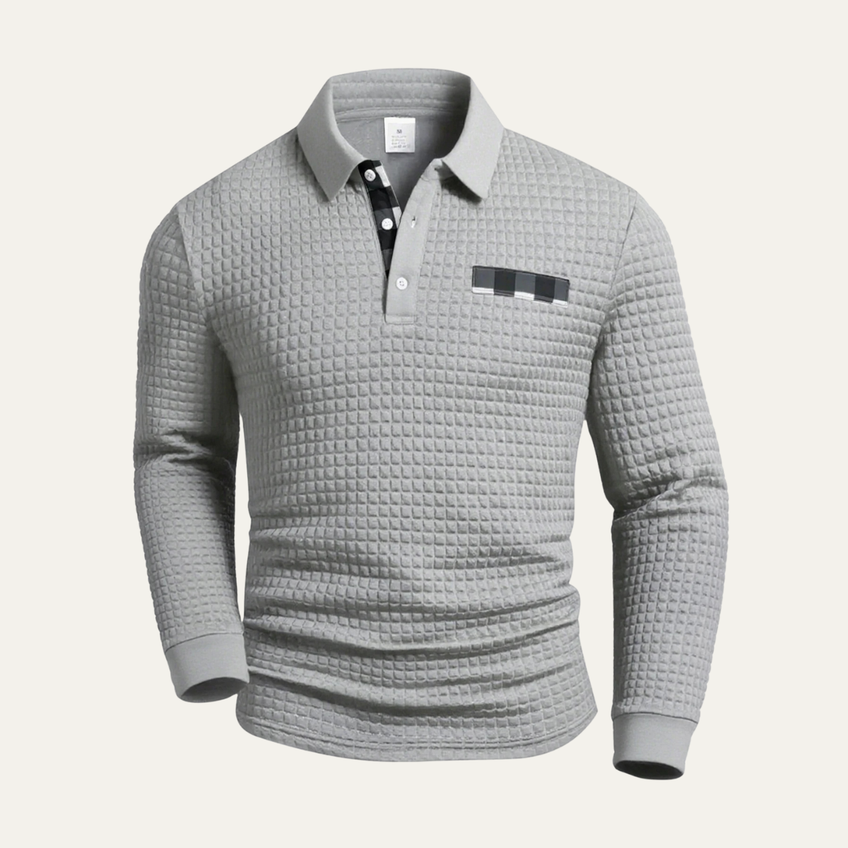 Rugged Plaid Crew Neck Button Men's Sweater