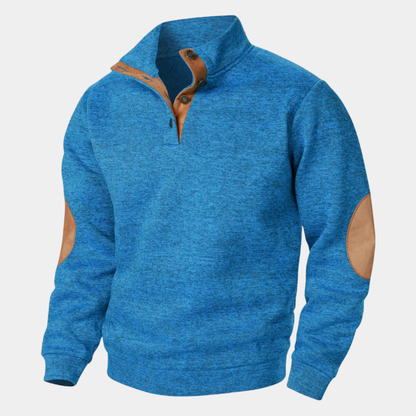 Classic Men's Cable Knit Sweater with Patch Elbows