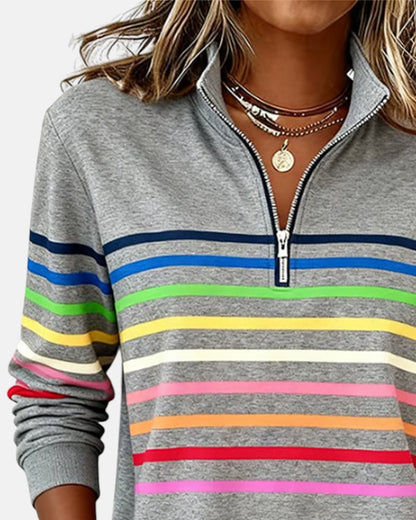 Colorful Striped Zip Up Hoodie