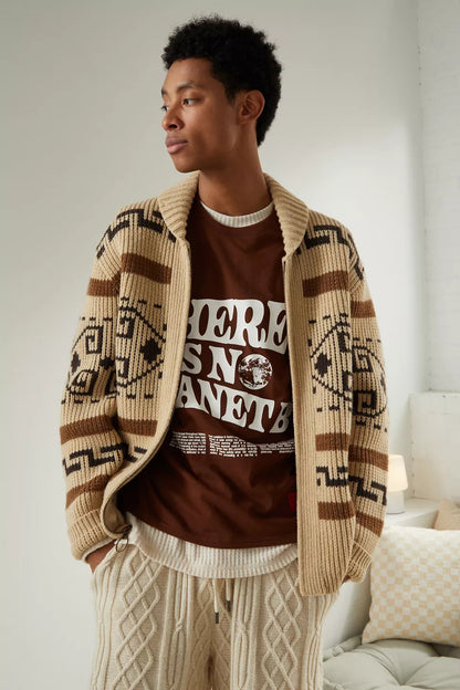 Classic Cable Knit Men's Cardigan with Zipper - Olytrend
