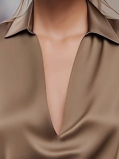 Luxury Deep V Neck Women's Blouse