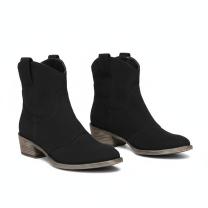 Retro Western Low Ankle Boots