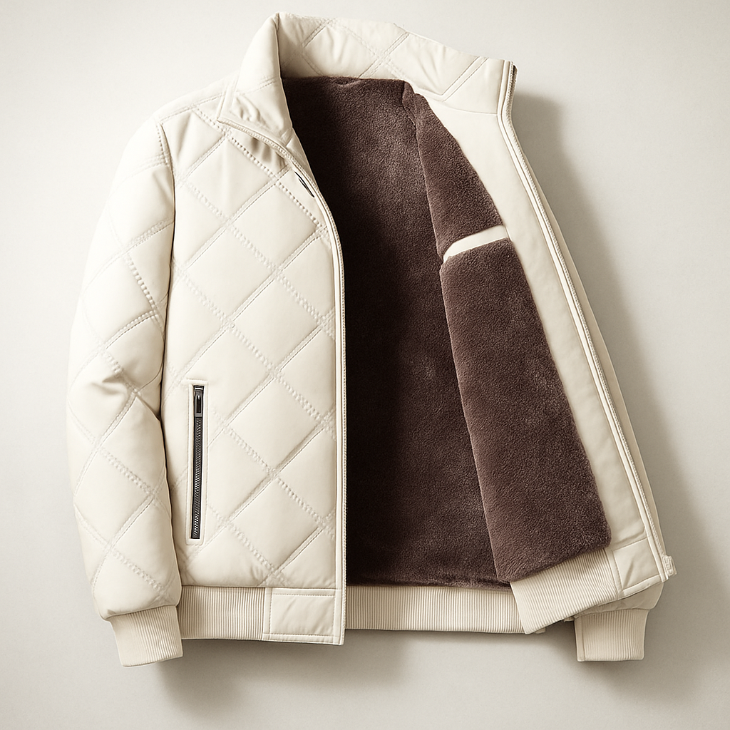 Warm Quilted Coat with Ribbed Cuffs - Nocini