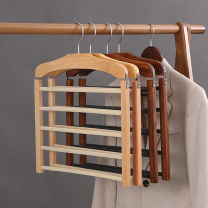 Contemporary Walnut Wood Multi-Bar Pant Hanger