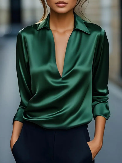 Luxury Deep V Neck Women's Blouse