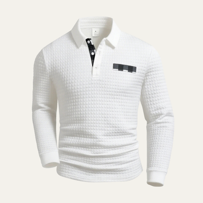 Rugged Plaid Crew Neck Button Men's Sweater - Nocini