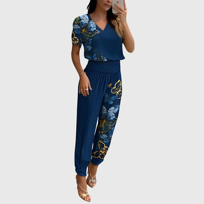 Fashionable Women's Top And Trousers Set