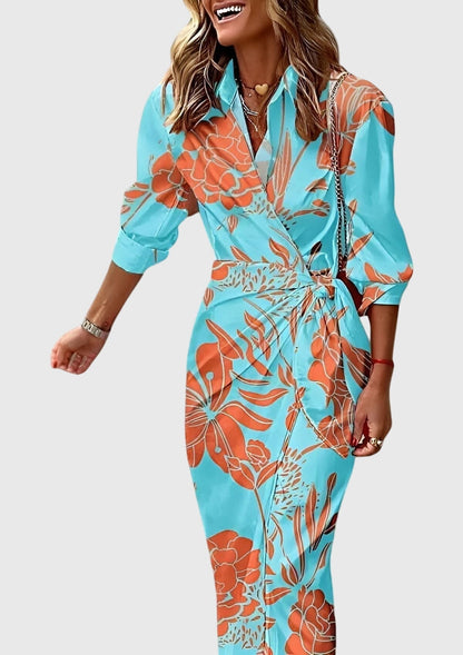 Chic Printed Wrap Around Dress