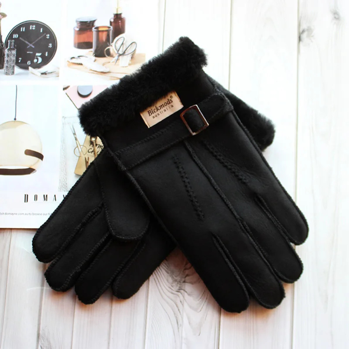 Warm Sheepskin Men's Winter Leather Gloves