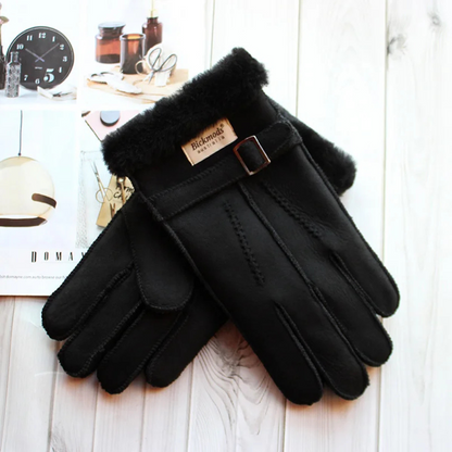 Warm Sheepskin Men's Winter Leather Gloves