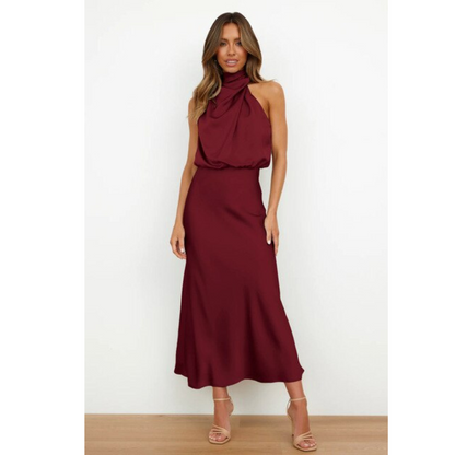 Ladies Luxury Strap Satin Evening Dress