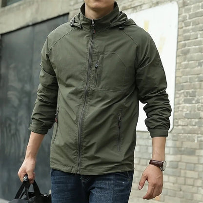 Waterproof Hiking Jacket with Removable Hood