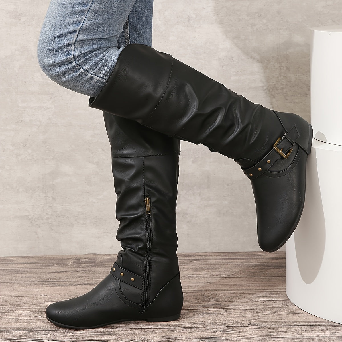 Ladies Tall Side Zip Leather Boots