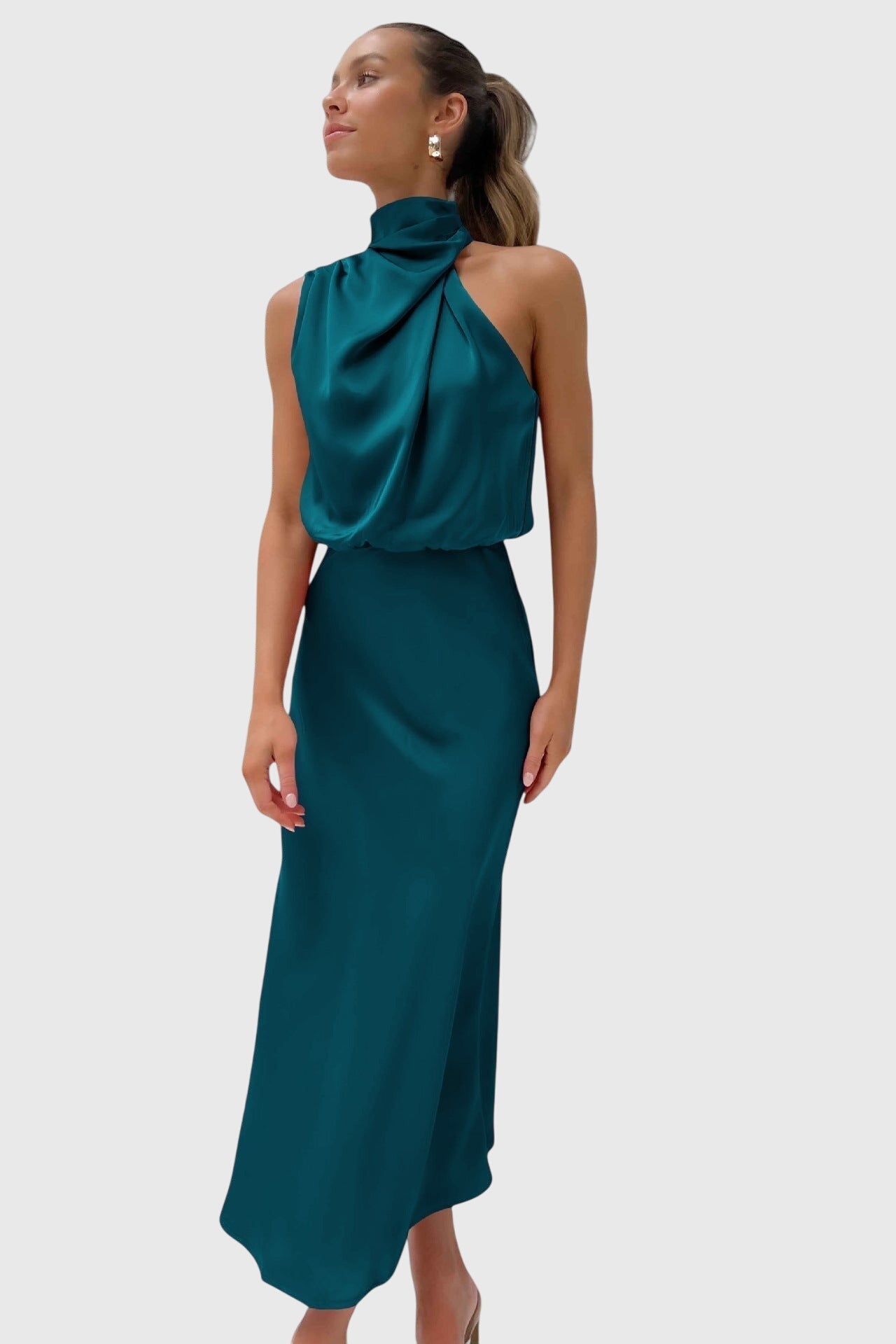 Elegant Satin Neckline Evening Dress