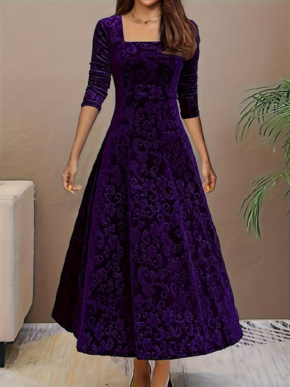 Casual Floral A-Line Midi Dress
