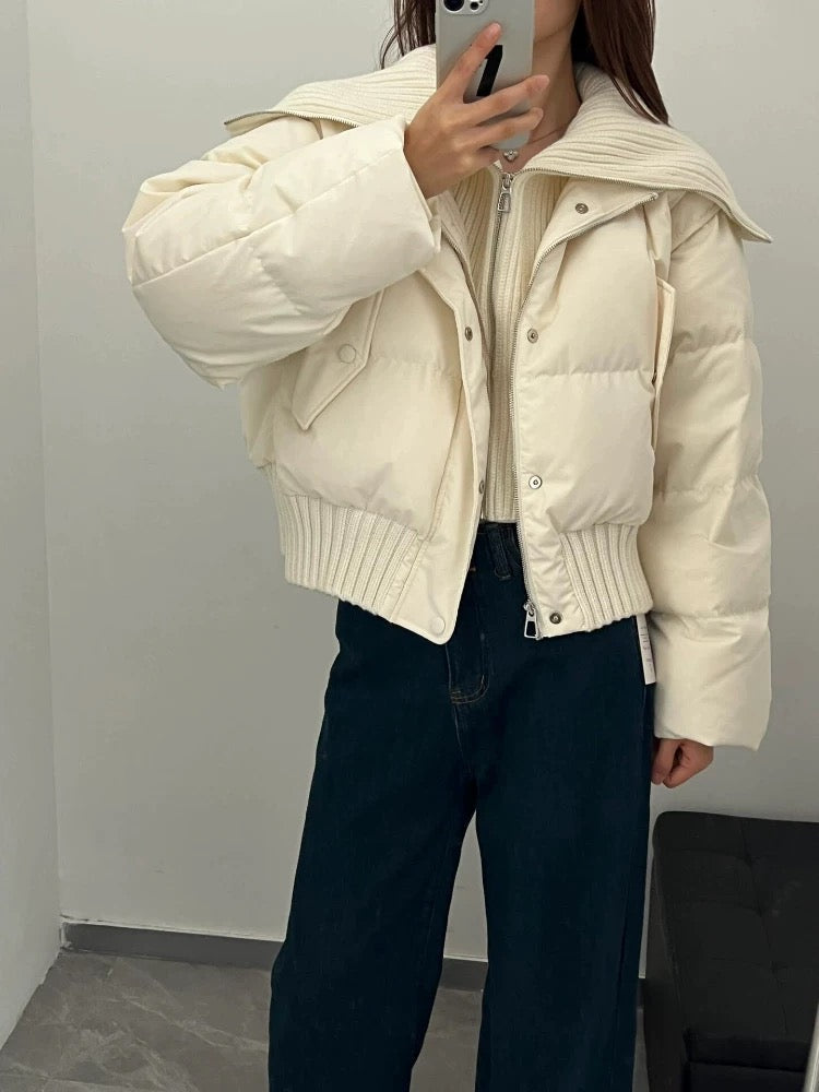 Warm Quilted Down Jacket | Oversized High Neck Coat