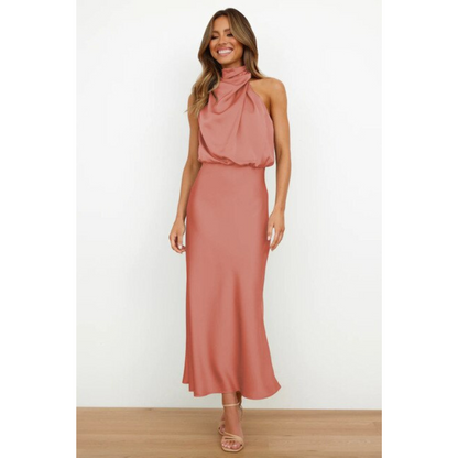 Ladies Luxury Strap Satin Evening Dress