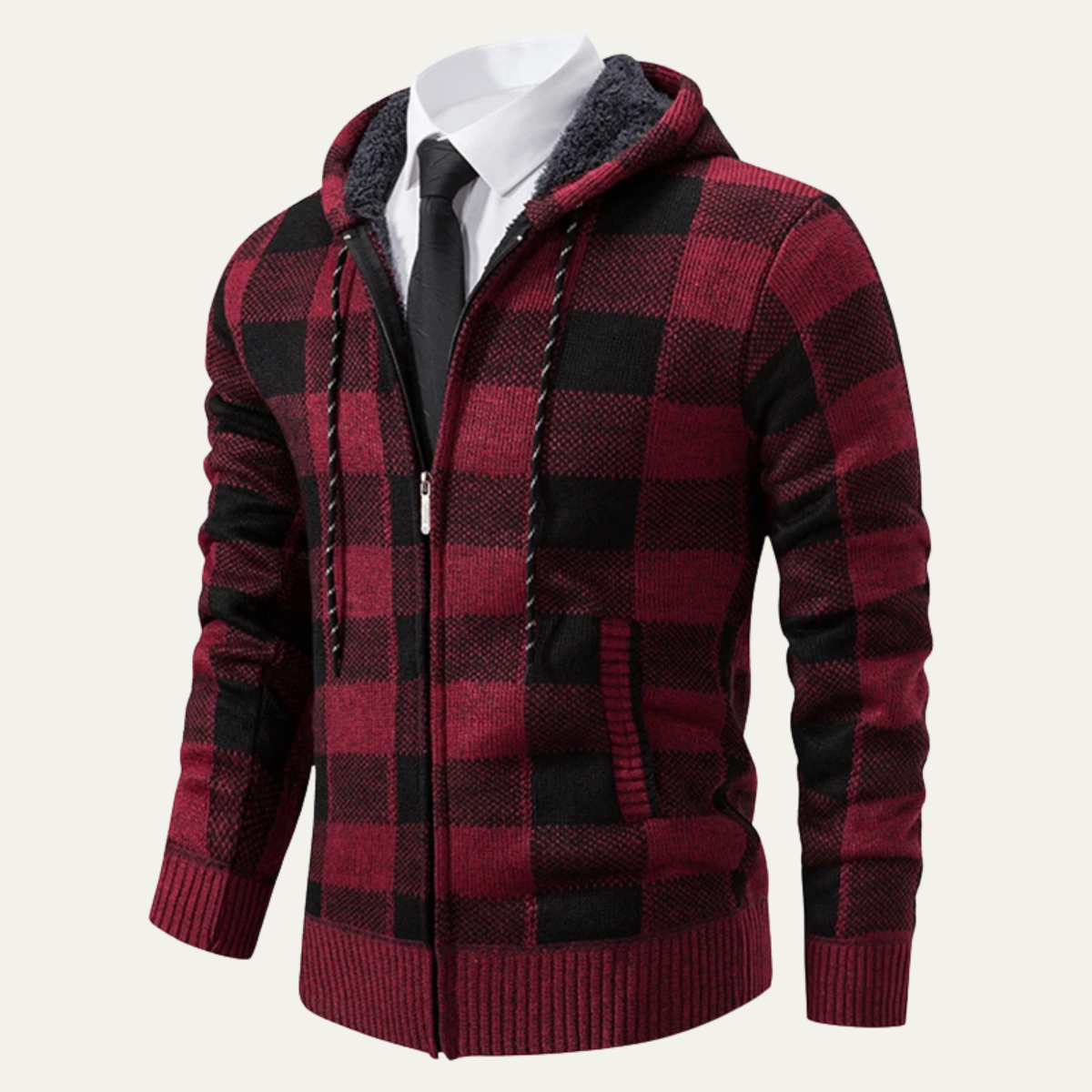 Warm Plaid Hoodie Jacket for Men