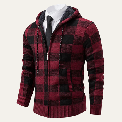 Warm Plaid Hoodie Jacket for Men