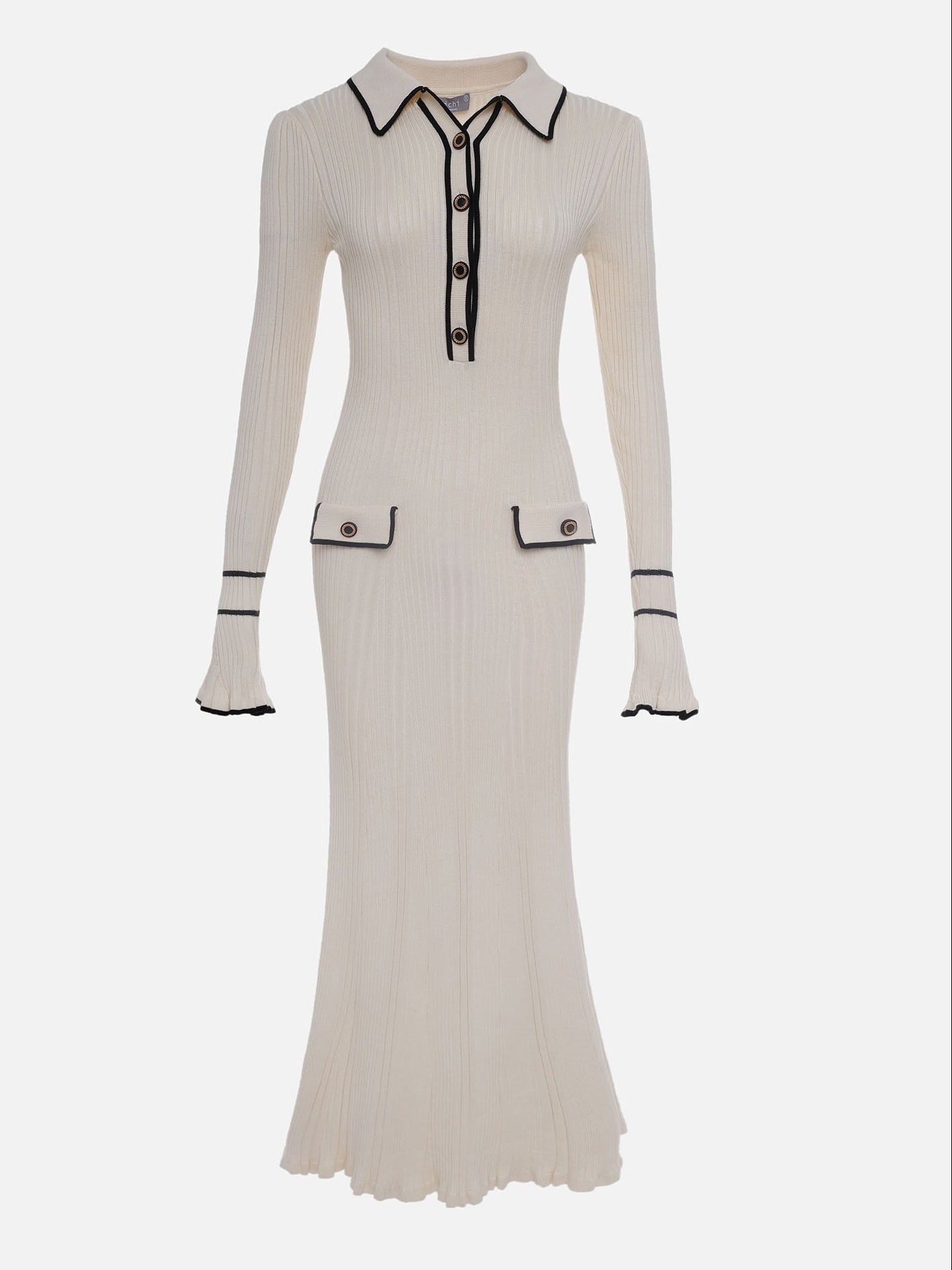 Women's Casual Button Front Knit Midi Dress