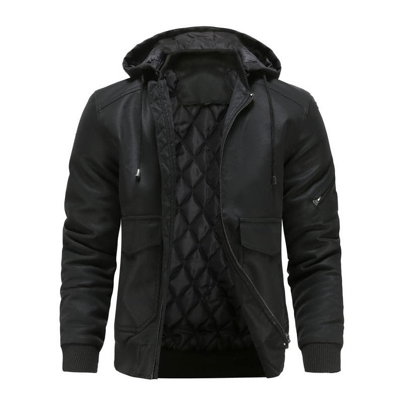 Premium Leather Bomber Jacket with Quilted Lining - Nocini