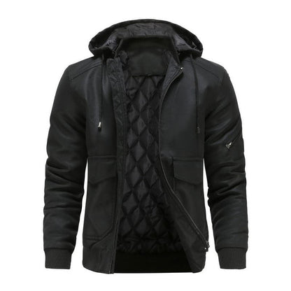 Premium Leather Bomber Jacket with Quilted Lining - Nocini