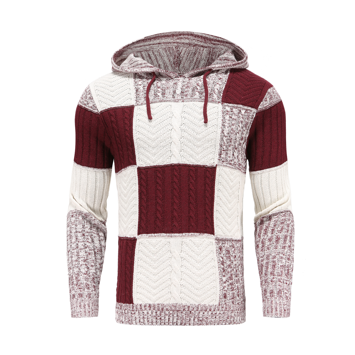 Cozy Men's Long Sleeve Cable Knit Hoodie