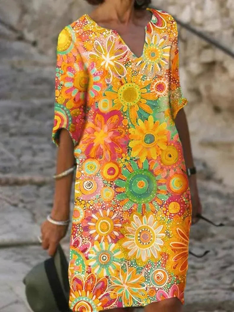 Pretty Flower V-Neck Dress