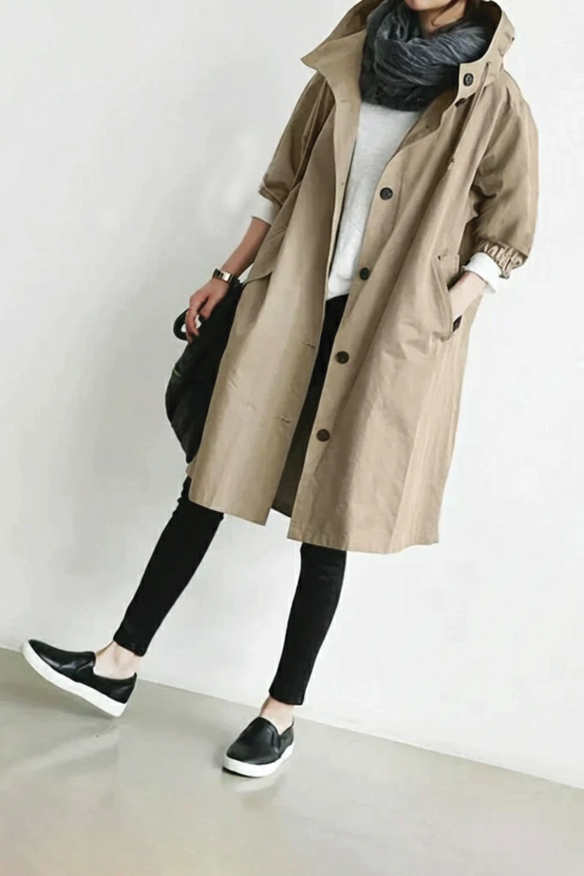 Classic Water Repellent Hooded Trench Coat