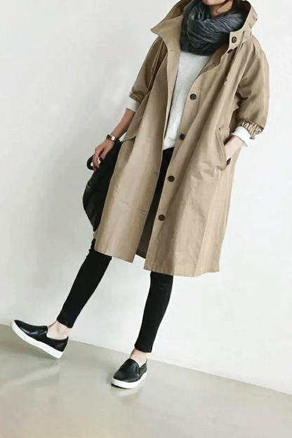 Classic Water Repellent Hooded Trench Coat