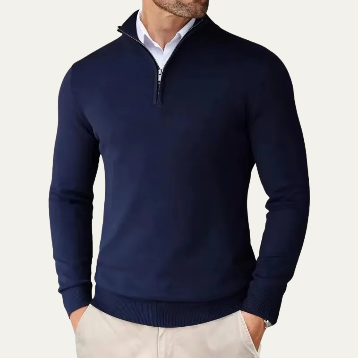 Warm Quarter Zip Knitted Men's Sweater